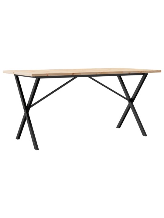 Jídelní stůl s X rámem 140 x 80 x 75,5 cm borové dřevo a ocel