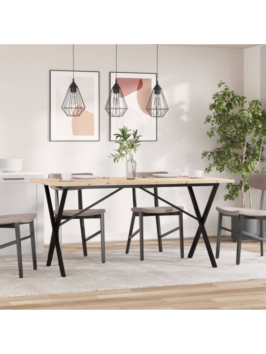 Jídelní stůl s X rámem 140 x 80 x 75,5 cm borové dřevo a ocel