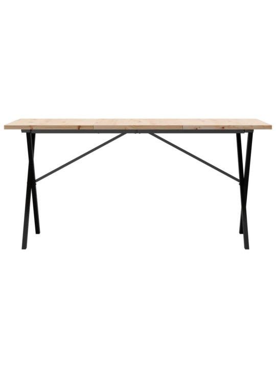 Jídelní stůl s X rámem 140 x 80 x 75,5 cm borové dřevo a ocel