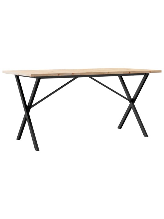 Jídelní stůl s X rámem 140 x 80 x 75,5 cm borové dřevo a ocel