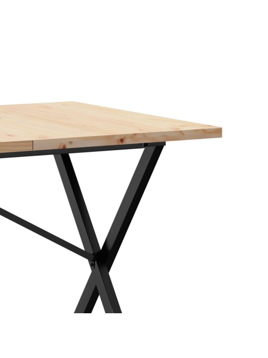 Jídelní stůl s X rámem 140 x 80 x 75,5 cm borové dřevo a ocel