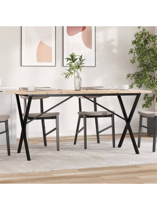 Jídelní stůl s X rámem 140 x 80 x 75,5 cm borové dřevo a ocel
