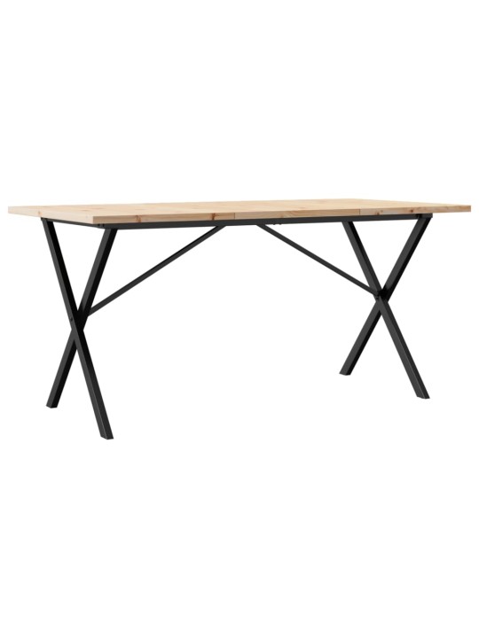 Jídelní stůl s X rámem 160 x 80 x 75,5 cm borové dřevo a ocel