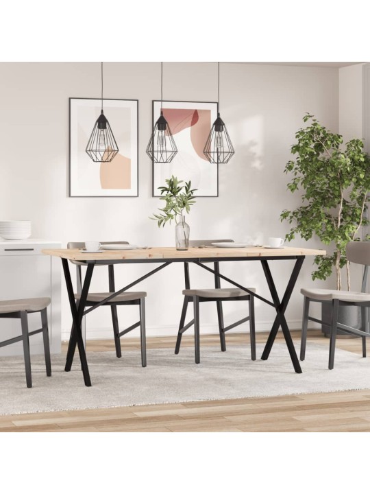 Jídelní stůl s X rámem 160 x 80 x 75,5 cm borové dřevo a ocel