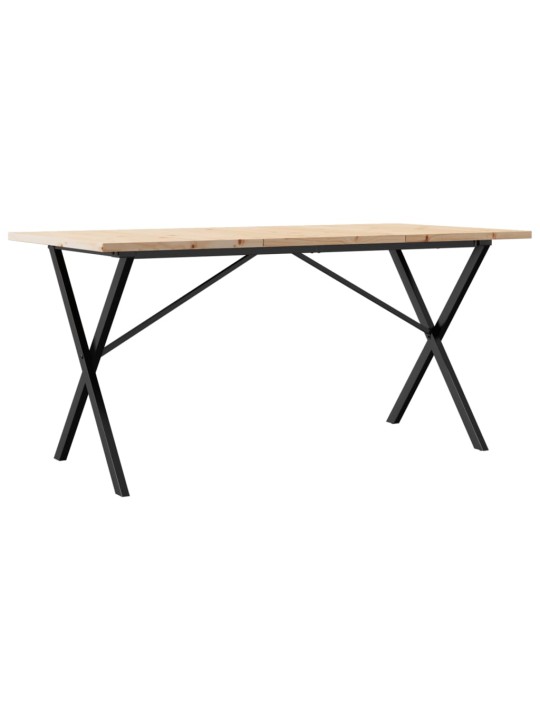 Jídelní stůl s X rámem 160 x 80 x 75,5 cm borové dřevo a ocel