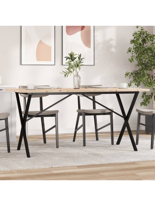 Jídelní stůl s X rámem 160 x 80 x 75,5 cm borové dřevo a ocel