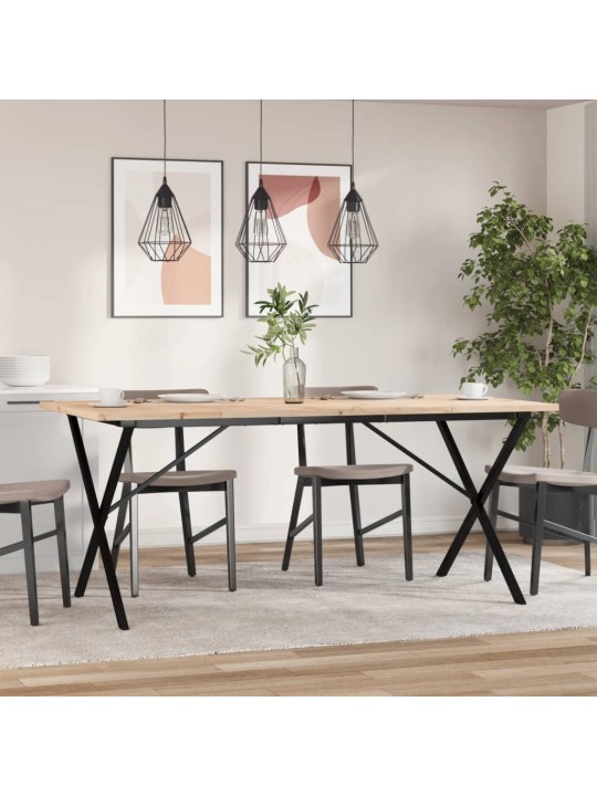 Jídelní stůl s X rámem 180 x 90 x 75,5 cm borové dřevo a ocel