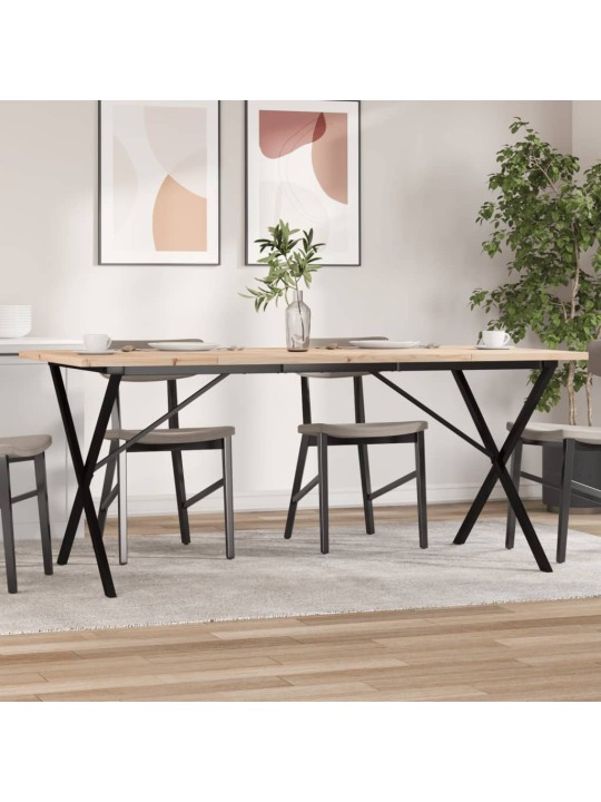 Jídelní stůl s X rámem 180 x 90 x 75,5 cm borové dřevo a ocel