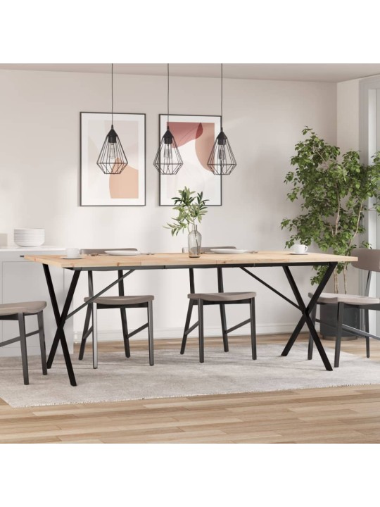 Jídelní stůl s X rámem 200x100x75,5 cm borové dřevo a ocel