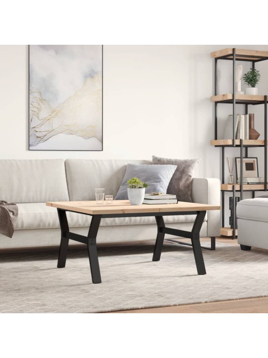 Konferenční stolek s y rámem 90x90x45,5cm borové dřevo a ocel