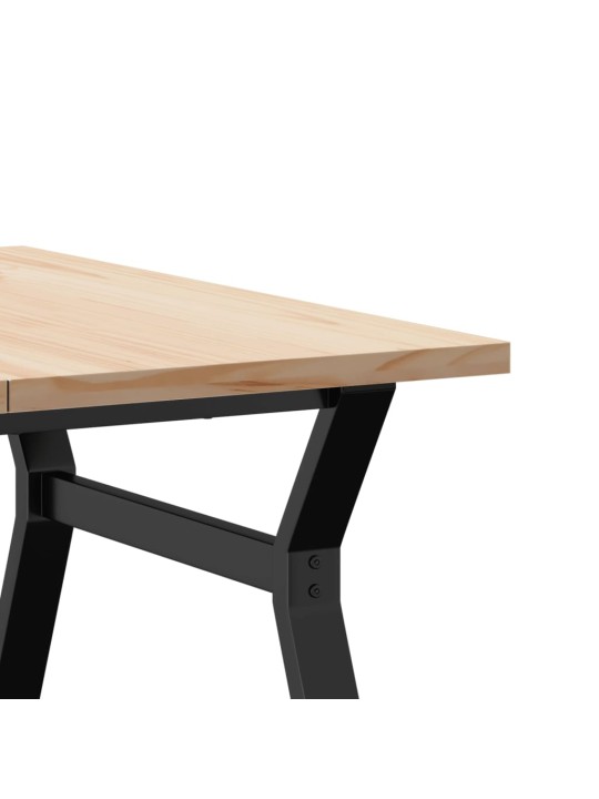 Konferenční stolek s y rámem 90x90x45,5cm borové dřevo a ocel