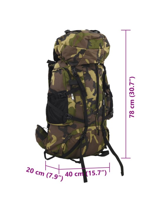 Turistický batoh zelený maskáčový 80 L tkanina oxford