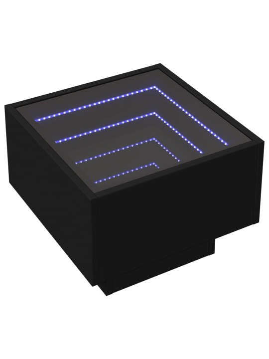 Odkládací stolek s LED černý 40 x 40 x 30 cm kompozitní dřevo