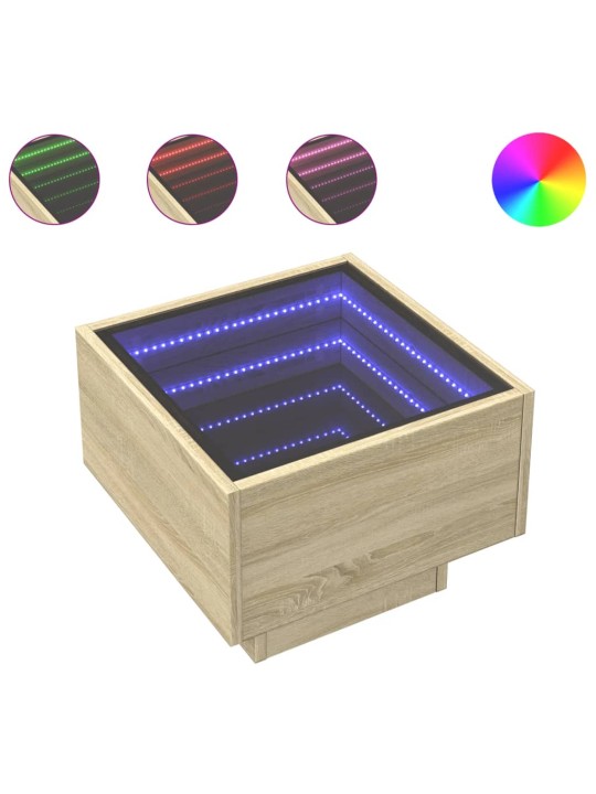Odkládací stolek s LED dub sonoma 40x40x30 cm kompozitní dřevo