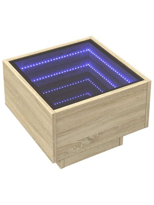 Odkládací stolek s LED dub sonoma 40x40x30 cm kompozitní dřevo
