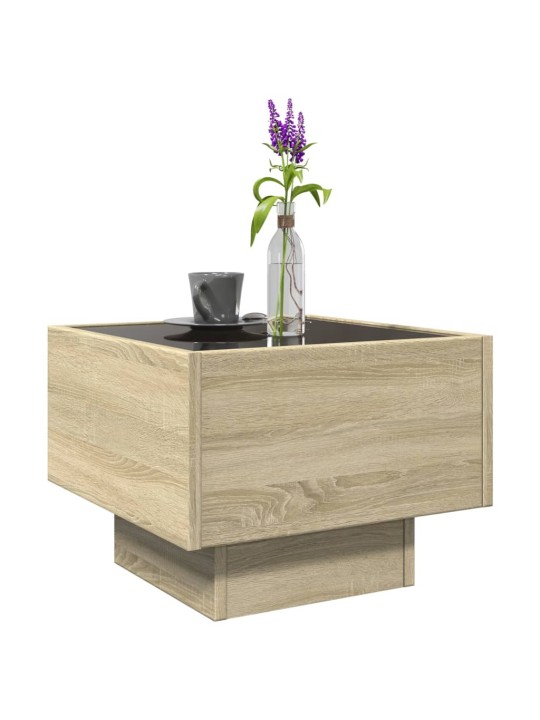 Odkládací stolek s LED dub sonoma 40x40x30 cm kompozitní dřevo