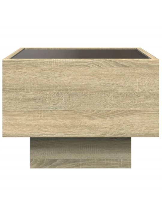 Odkládací stolek s LED dub sonoma 40x40x30 cm kompozitní dřevo