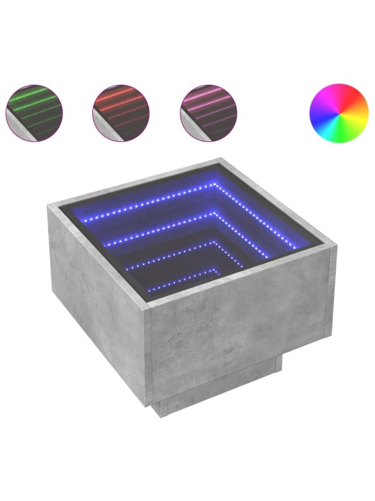 Odkládací stolek s LED betonově šedý 40 x 40 x 30 cm kompozit