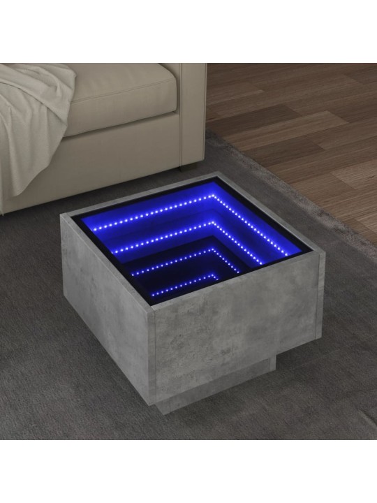 Odkládací stolek s LED betonově šedý 40 x 40 x 30 cm kompozit