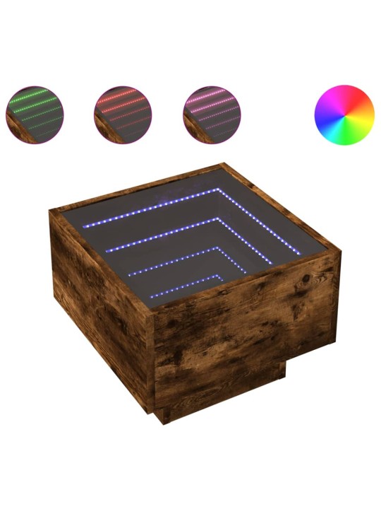 Odkládací stolek s led kouřový dub 40x40x30 cm kompozitní dřevo