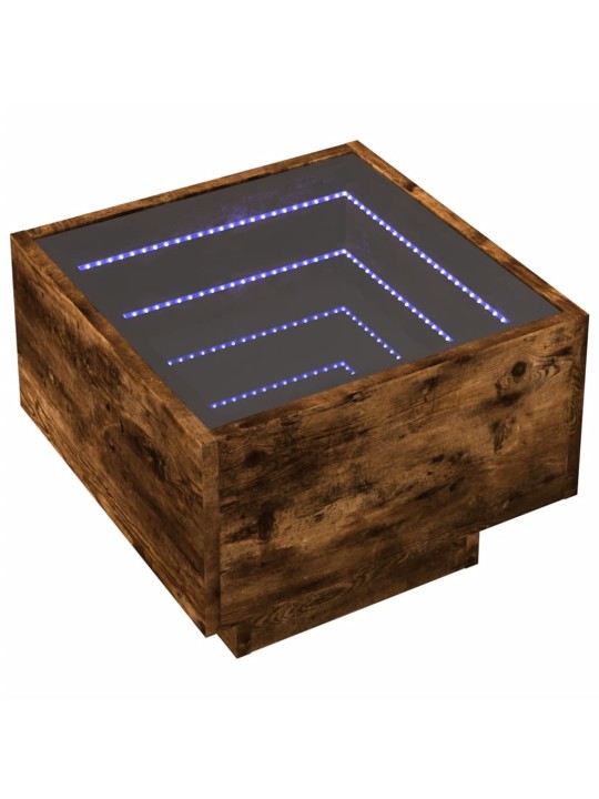 Odkládací stolek s led kouřový dub 40x40x30 cm kompozitní dřevo