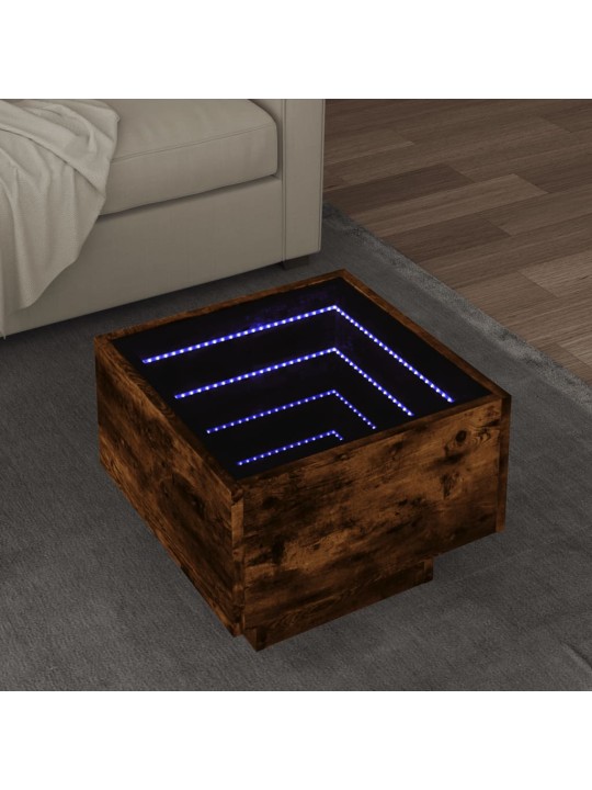 Odkládací stolek s led kouřový dub 40x40x30 cm kompozitní dřevo