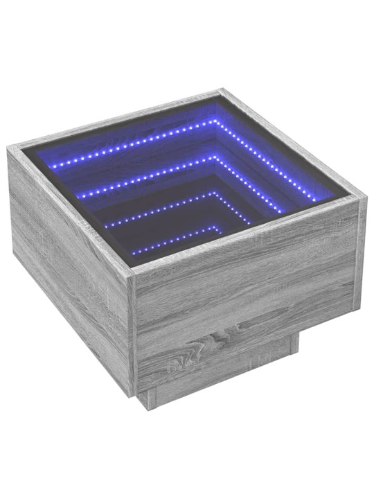 Odkládací stolek s led šedý sonoma 40x40x30 cm kompozitní dřevo