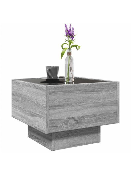 Odkládací stolek s led šedý sonoma 40x40x30 cm kompozitní dřevo