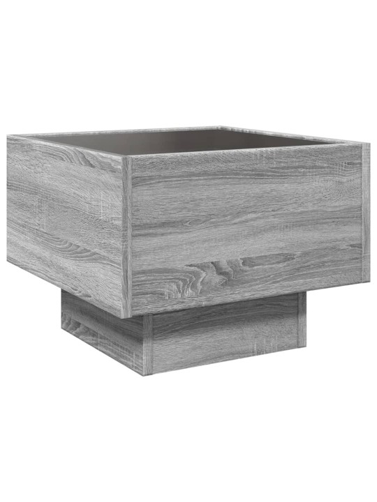 Odkládací stolek s led šedý sonoma 40x40x30 cm kompozitní dřevo
