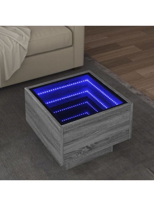 Odkládací stolek s led šedý sonoma 40x40x30 cm kompozitní dřevo