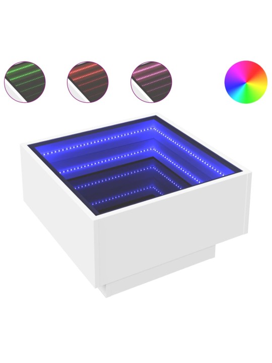 Konferenční stolek s LED bílý 50 x 50 x 30 cm kompozitní dřevo