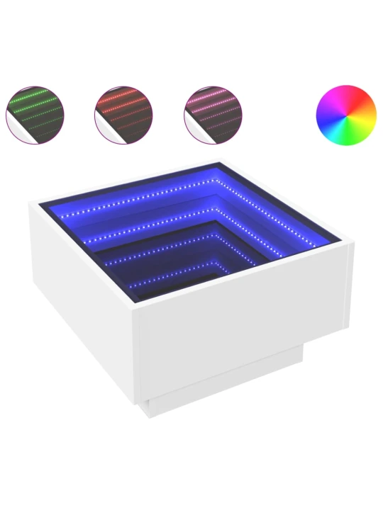 Konferenční stolek s LED bílý 50 x 50 x 30 cm kompozitní dřevo