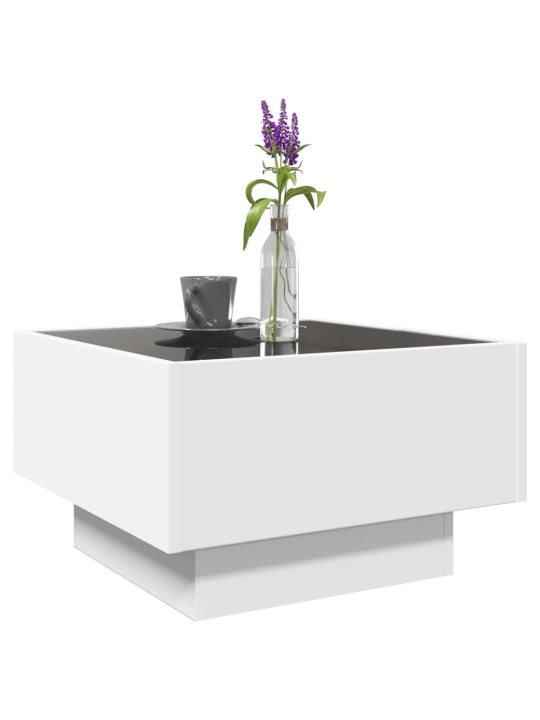 Konferenční stolek s LED bílý 50 x 50 x 30 cm kompozitní dřevo