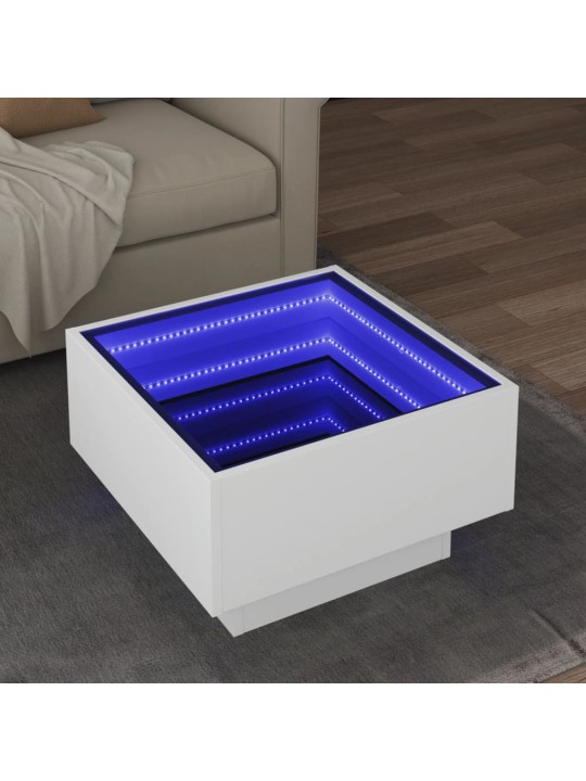 Konferenční stolek s LED bílý 50 x 50 x 30 cm kompozitní dřevo
