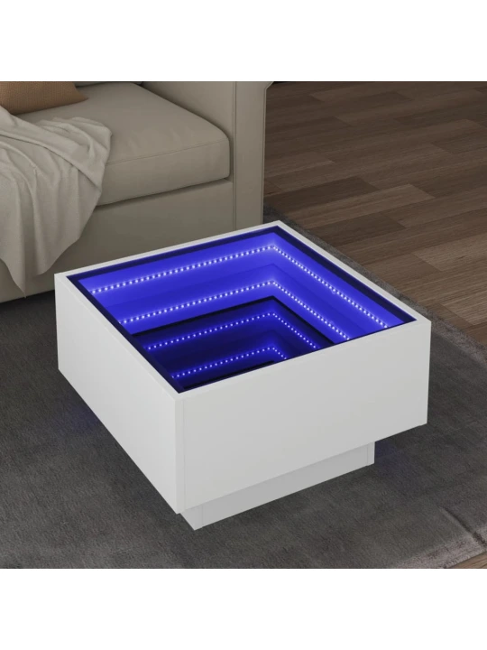 Konferenční stolek s LED bílý 50 x 50 x 30 cm kompozitní dřevo