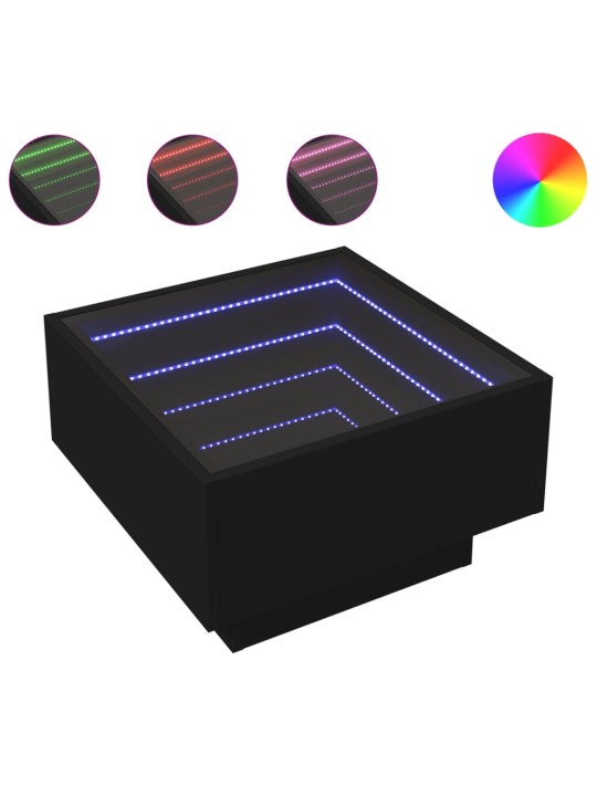 Konferenční stolek s LED černý 50 x 50 x 30 cm kompozitní dřevo