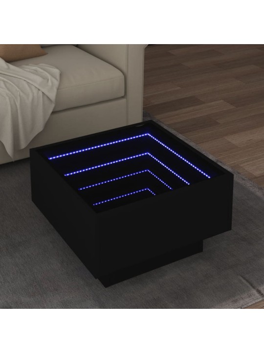 Konferenční stolek s LED černý 50 x 50 x 30 cm kompozitní dřevo