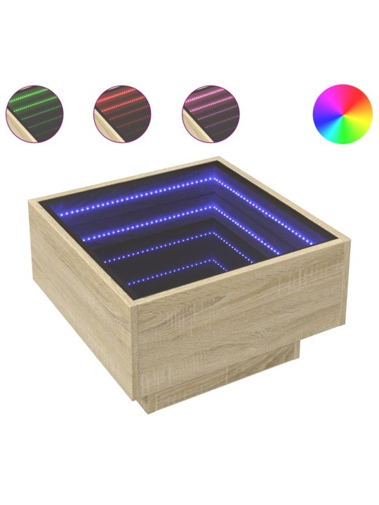Konferenční stolek s LED dub sonoma 50 x 50 x 30 cm kompozit