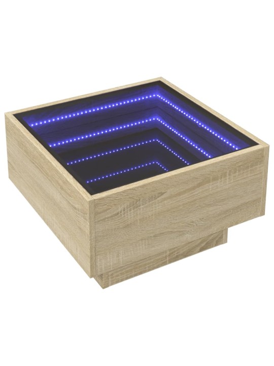 Konferenční stolek s LED dub sonoma 50 x 50 x 30 cm kompozit