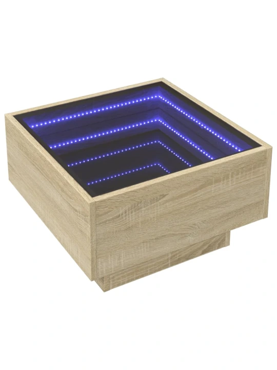 Konferenční stolek s LED dub sonoma 50 x 50 x 30 cm kompozit