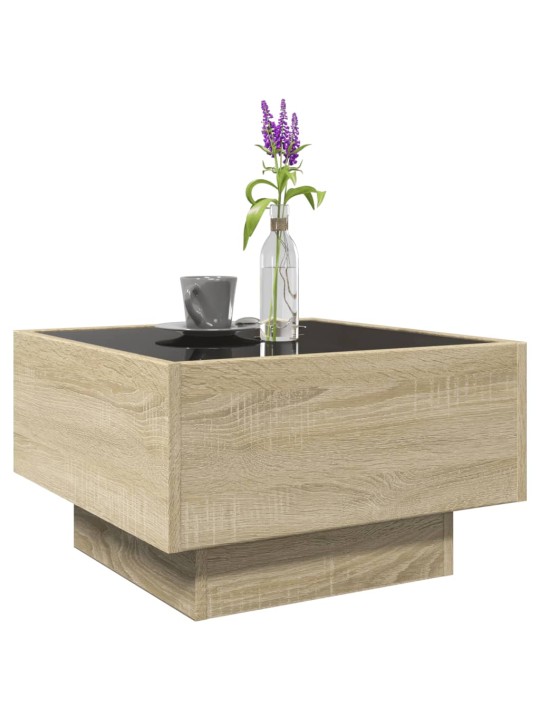 Konferenční stolek s LED dub sonoma 50 x 50 x 30 cm kompozit