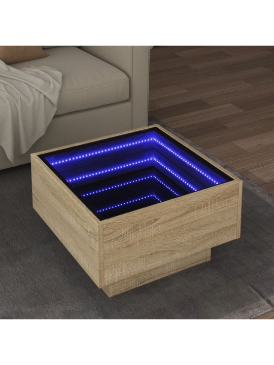 Konferenční stolek s LED dub sonoma 50 x 50 x 30 cm kompozit