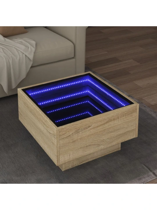 Konferenční stolek s LED dub sonoma 50 x 50 x 30 cm kompozit
