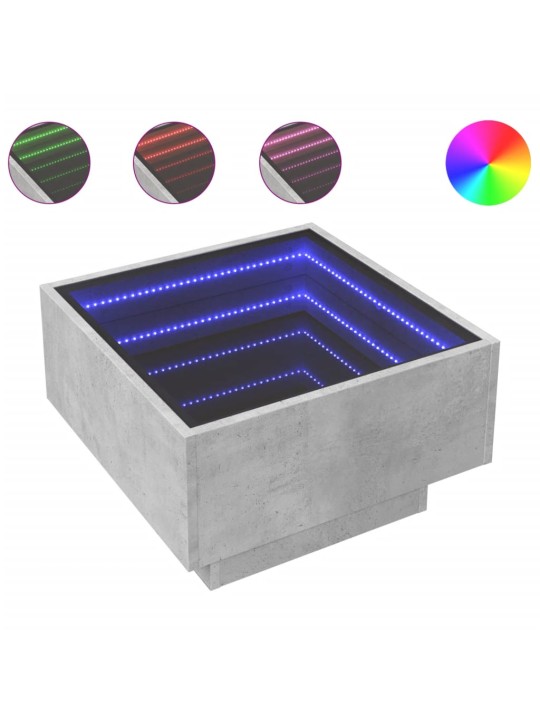 Konferenční stolek s LED betonově šedý 50 x 50 x 30 cm kompozit