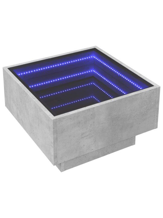 Konferenční stolek s LED betonově šedý 50 x 50 x 30 cm kompozit