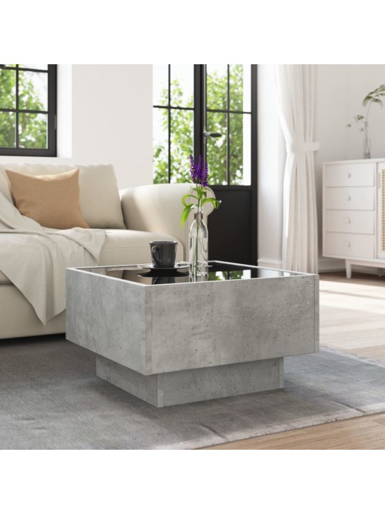 Konferenční stolek s LED betonově šedý 50 x 50 x 30 cm kompozit
