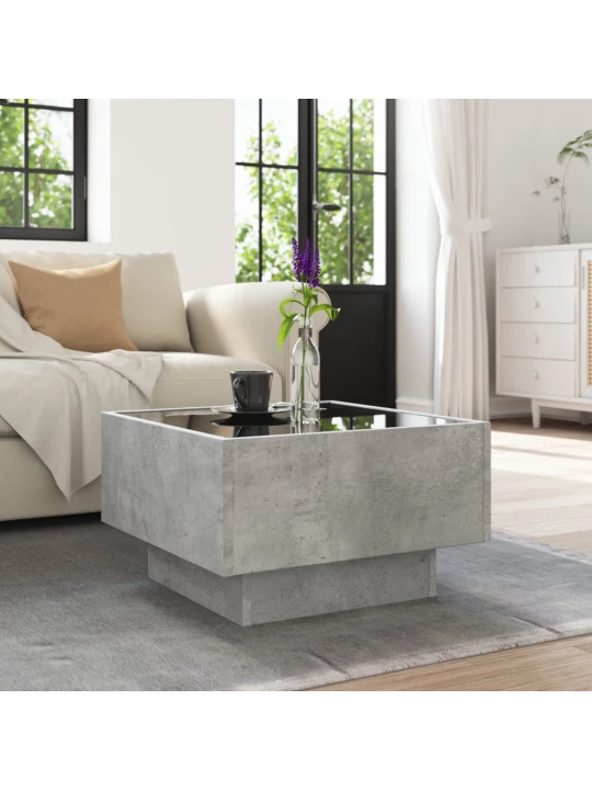Konferenční stolek s LED betonově šedý 50 x 50 x 30 cm kompozit