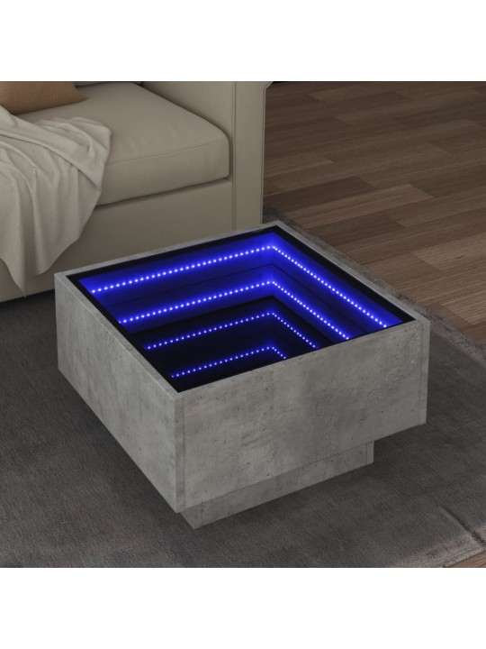 Konferenční stolek s LED betonově šedý 50 x 50 x 30 cm kompozit