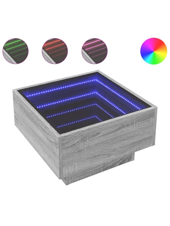 Konferenční stolek s led šedý sonoma 50 x 50 x 30 cm kompozit