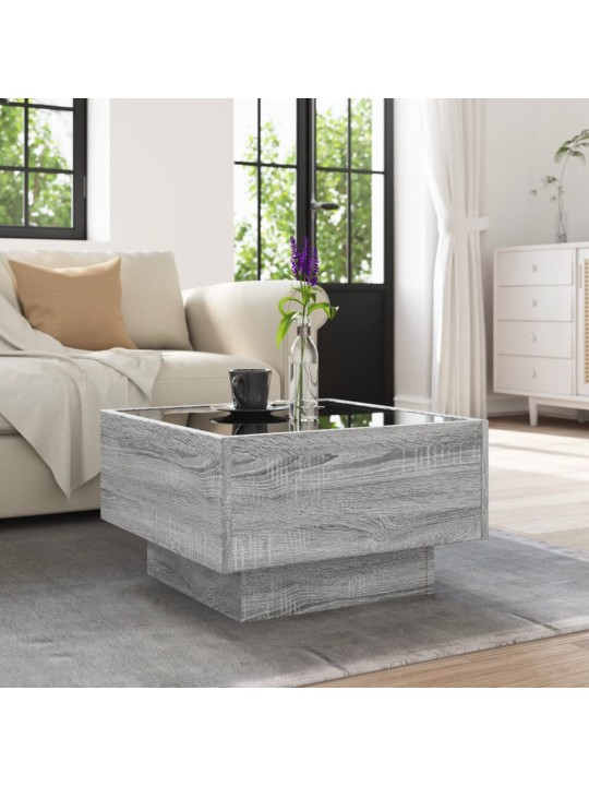 Konferenční stolek s led šedý sonoma 50 x 50 x 30 cm kompozit